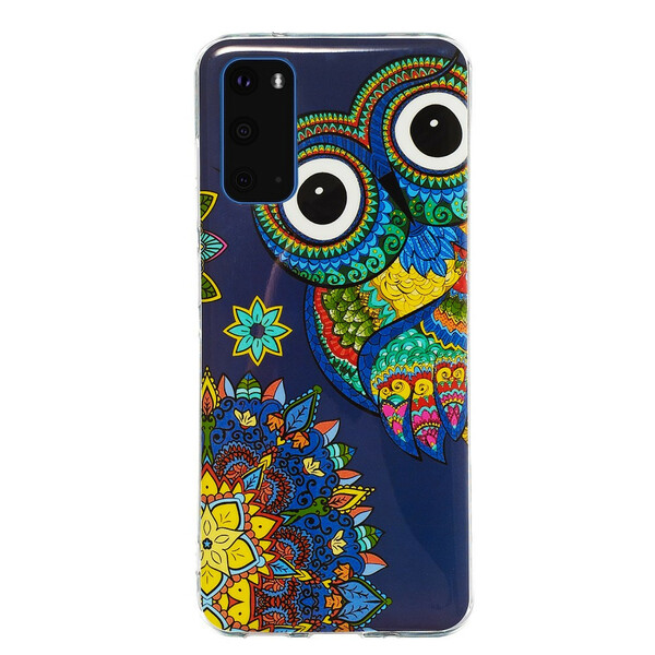 Coque Samsung Galaxy S20 Hibou Mandala Fluorescente