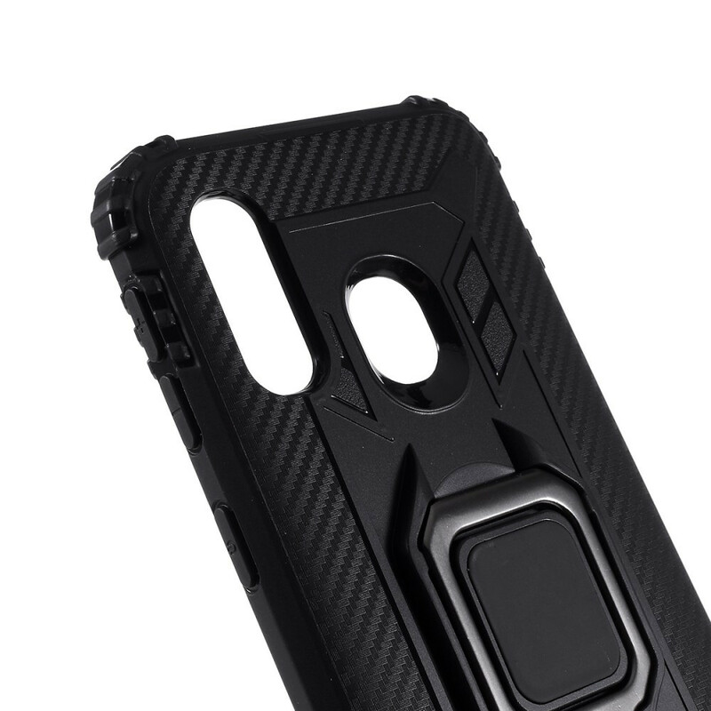 Coque Samsung Galaxy A40 Ring et Fibre Carbone