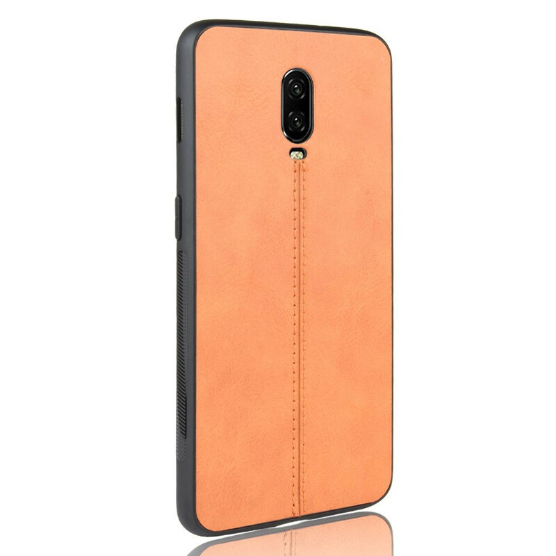 Coque OnePlus 6T Style Cuir Coutures