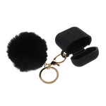 Coque AirPods Silcione et Mousqueton Fourrure