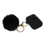 Coque AirPods Silcione et Mousqueton Fourrure