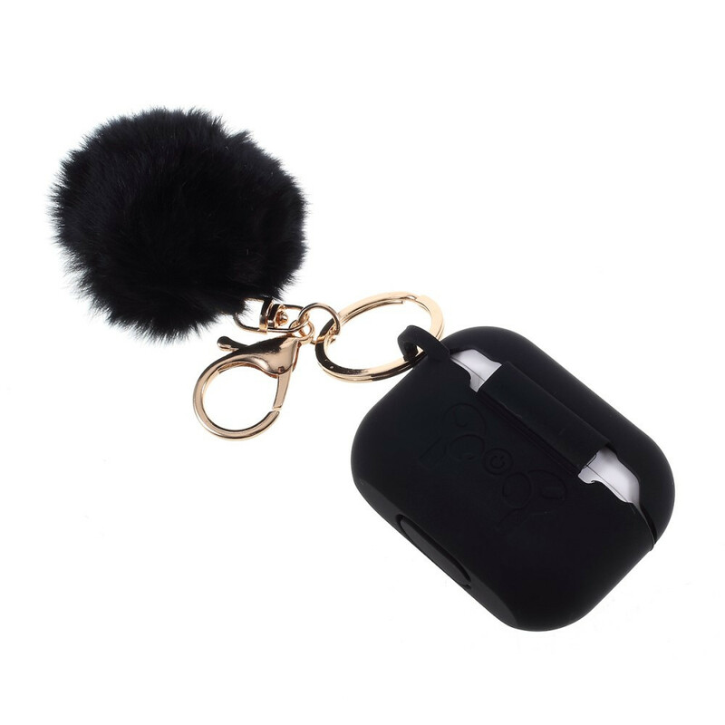 Coque AirPods Pro Silicone et Mousqueton Fourrure