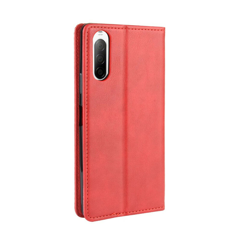 Flip Cover Sony Xperia 10 II Effet Cuir Vintage Stylisé