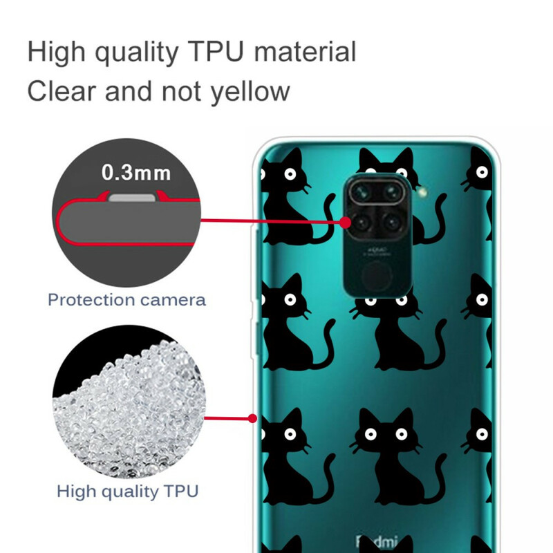 Coque Xiaomi Redmi Note 9 Multiples Chats Noirs