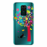 Coque Xiaomi Redmi Note 9 Chat sous l'Arbre Coloré