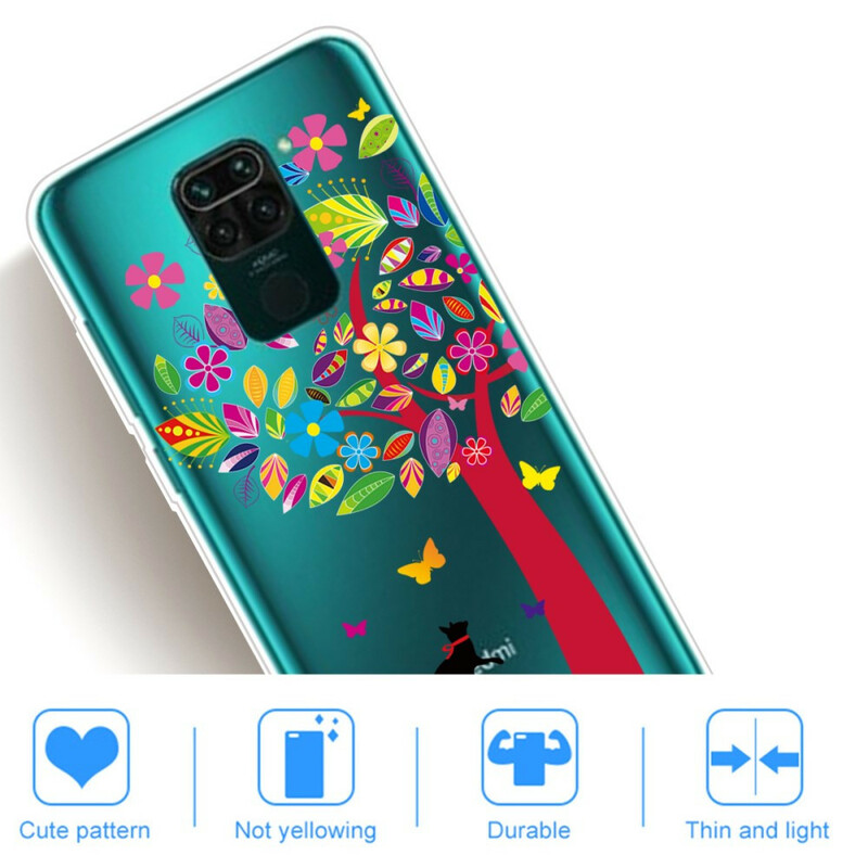 Coque Xiaomi Redmi Note 9 Chat sous l'Arbre Coloré