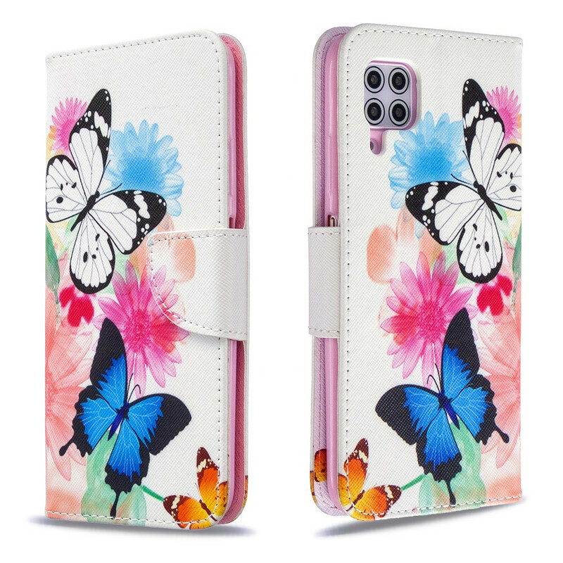 Housse Huawei P40 Lite Papillons et Fleurs Peints