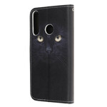 Housse HUawei P40 Lite E Yeux de Chat Noir à Lanière