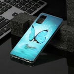 Coque Samsung Galaxy A41 Papillon Bleu Fluorescente