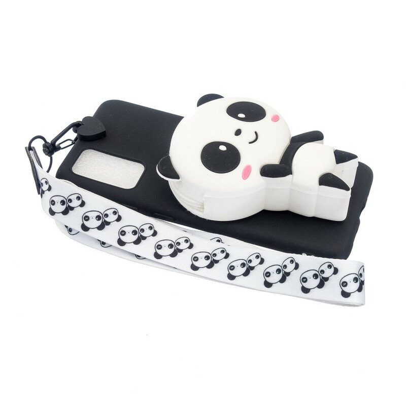 Coque Samsung Galaxy A41 Panda 3D avec lanière Mousqueton