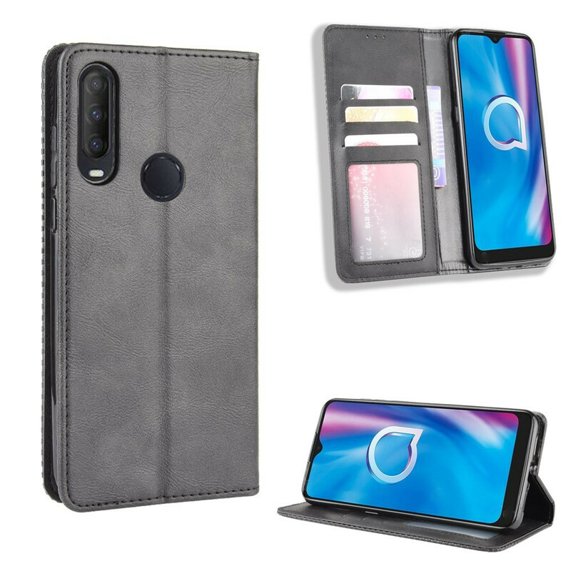 Flip Cover Alcatel 1S / 3L Effet Cuir Vintage Stylisé