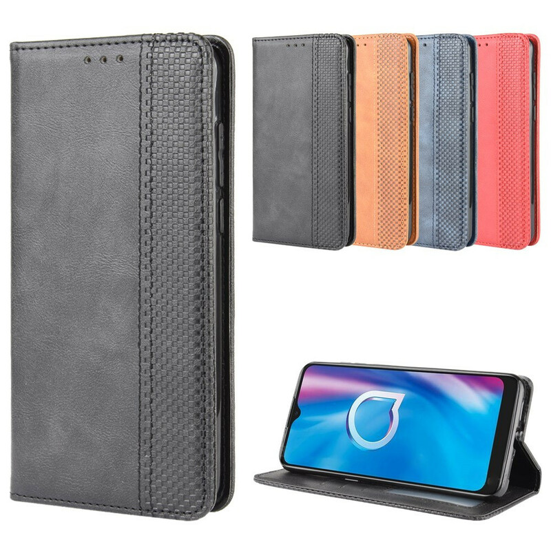 Flip Cover Alcatel 1S / 3L Effet Cuir Vintage Stylisé