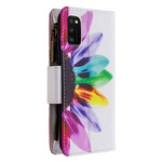 Housse Samsung Galaxy A41 Poche Zippée Fleur