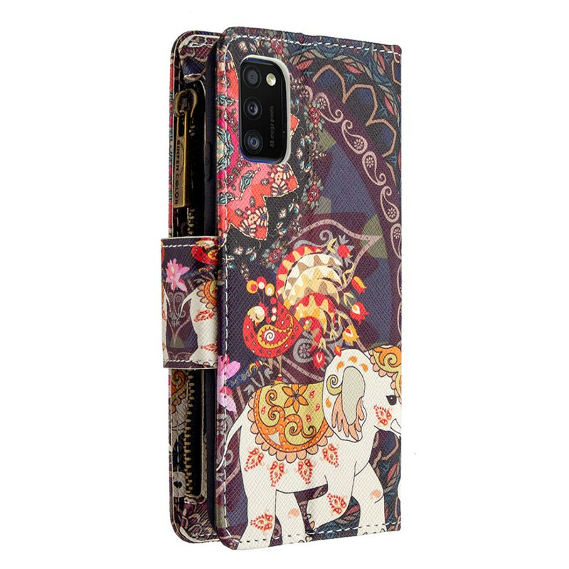 Housse Samsung Galaxy A41 Poche Zippée Éléphant