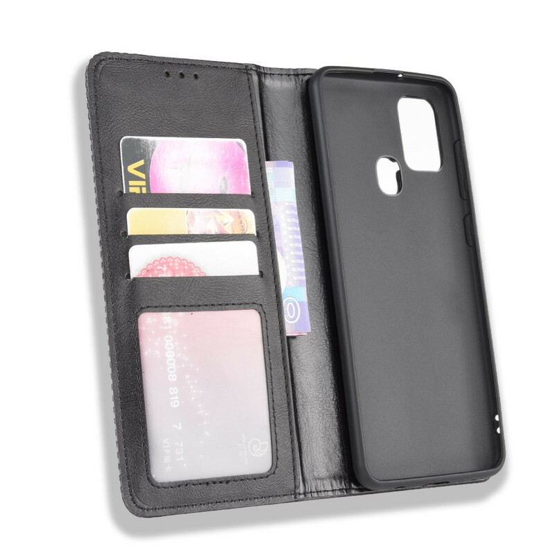 Flip Cover Samsung Galaxy A21s Effet Cuir Vintage Stylisé