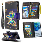 Housse Samsung Galaxy S20 Ultra Poche Zippée Papillons