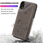 Coque iPhone XR Simili Cuir Porte-Cartes Support Chat