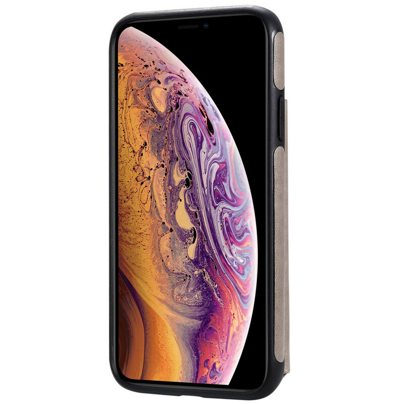 Coque iPhone XR Simili Cuir Porte-Cartes Support Chat