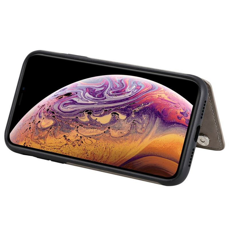 Coque iPhone XR Simili Cuir Porte-Cartes Support Chat