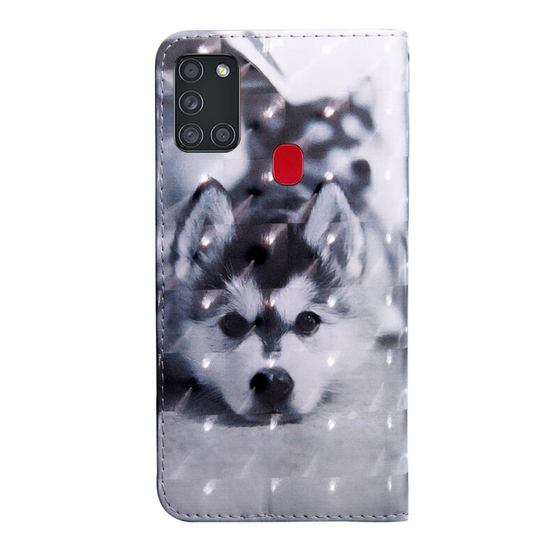 Housse Samsung Galaxy A21s Chien Noir et Blanc