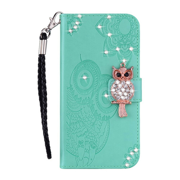 Housse Samsung Galaxy A21s Hibou Mandala et Breloque