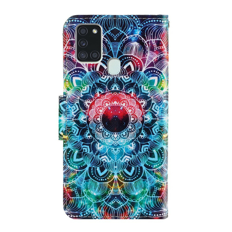 Housse Samsung Galaxy A21s Flashy Mandala à Lanière