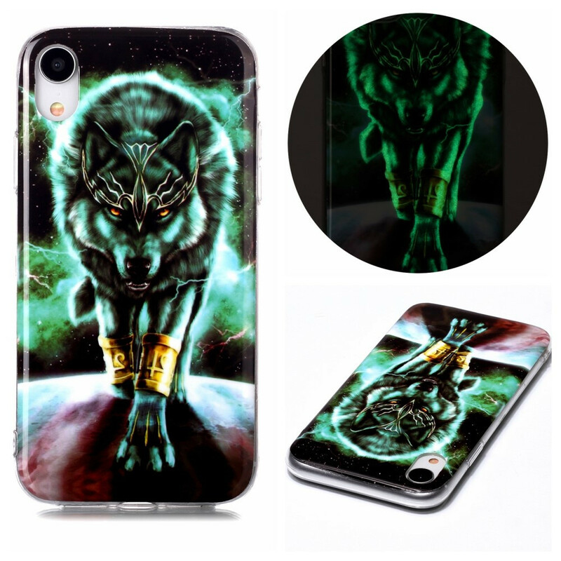 Coque iPhone XR Série Loup Fluorescente