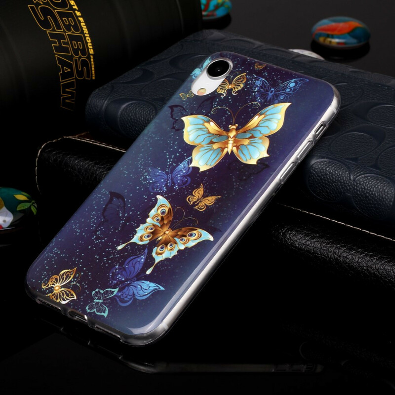 Coque iPhone XR Série Papillons Fluorescente