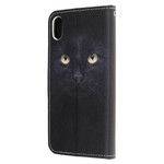 Housse iPhone XR Yeux de Chat Noir à Lanière