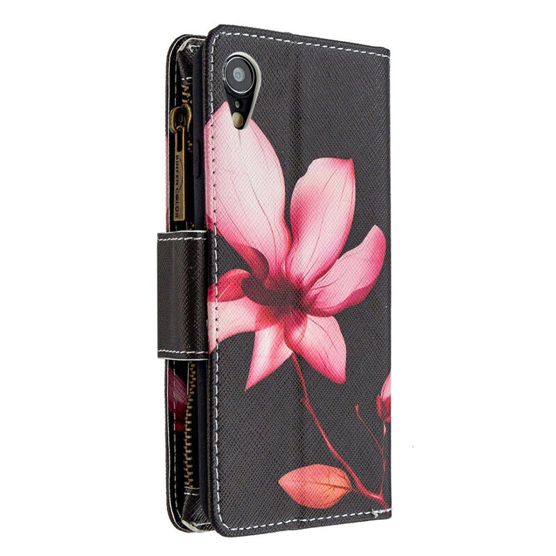 Housse iPhone XR Poche Zippée Fleur