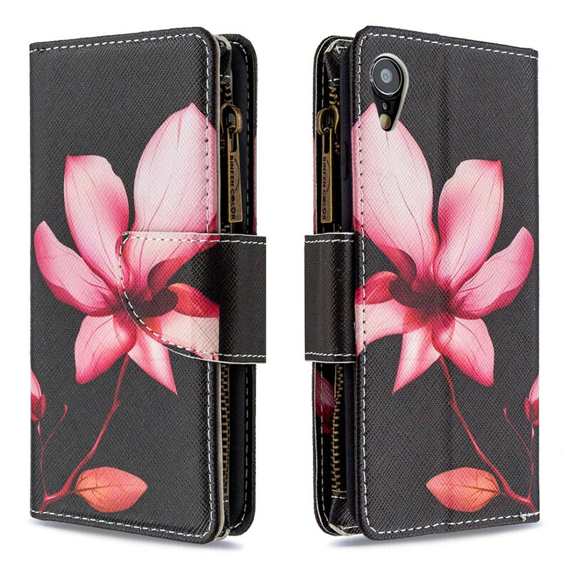 Housse iPhone XR Poche Zippée Fleur