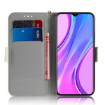 Housse Xiaomi Redmi 9 Branche en Fleurs à Lanière