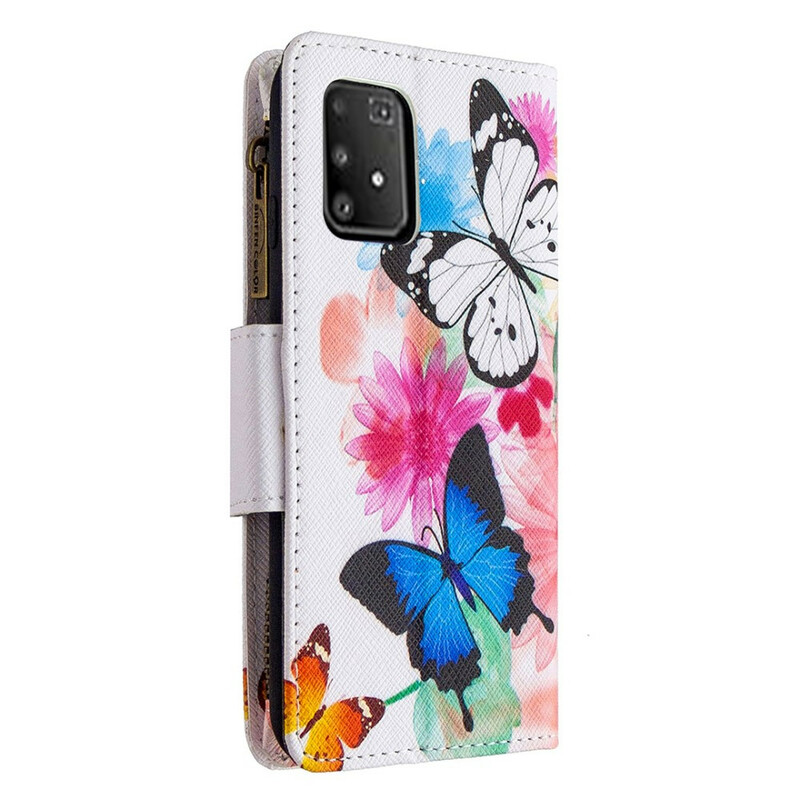 Housse Samsung Galaxy S10 Lite Poche Zippée Papillons