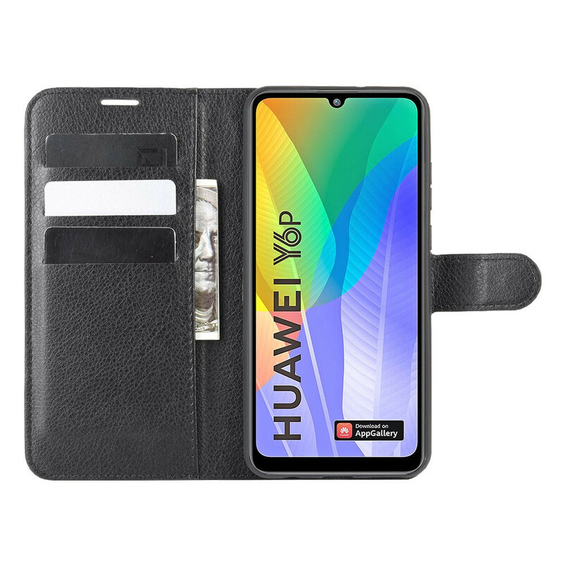 Housse Huawei Y6p Simili Cuir Litchi Classique