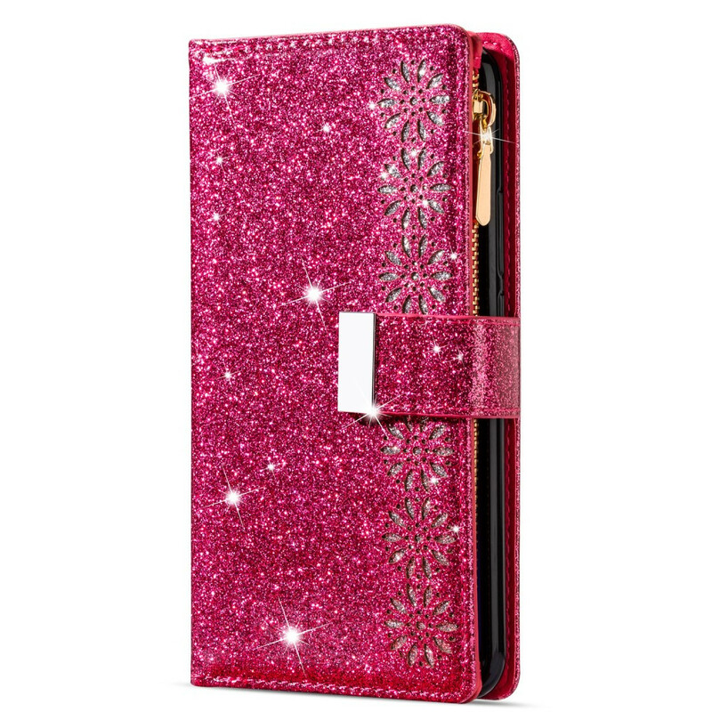 Housse Samsung Galaxy Note 20 Paillettes Portefeuille Zip