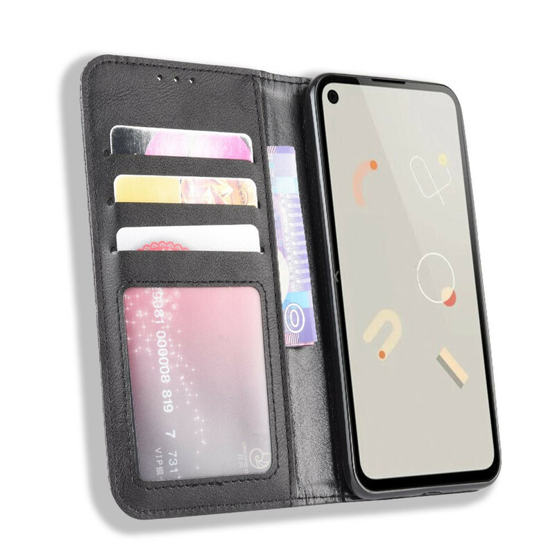 Flip Cover Goolge Pixel 4a Effet Cuir Vintage Stylisé