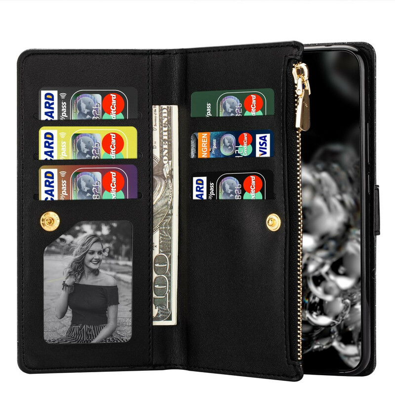 Housse Samsung Galaxy Note 20 Ultra Paillettes Portefeuille Zip