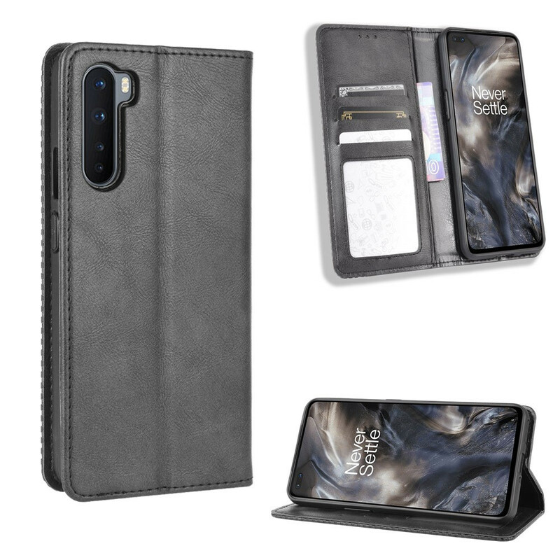 Flip Cover OnePlus Nord Effet Cuir Vintage Stylisé