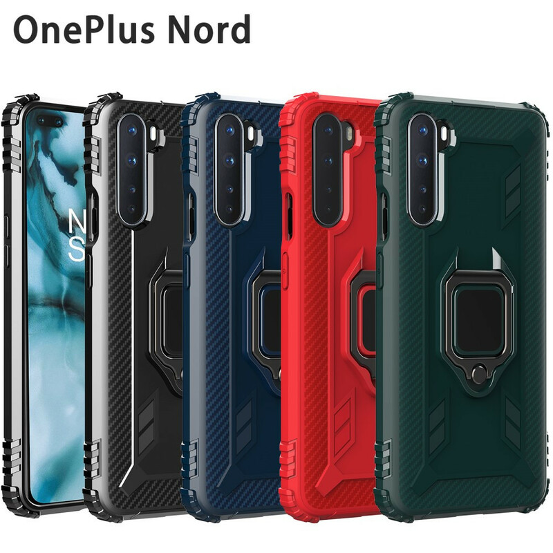 Coque OnePlus Nord Ring et Fibre Carbone