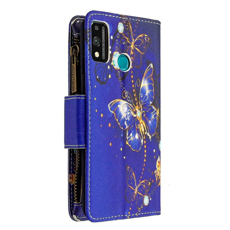 Housse Honor 9X Lite Poche Zippée Papillons