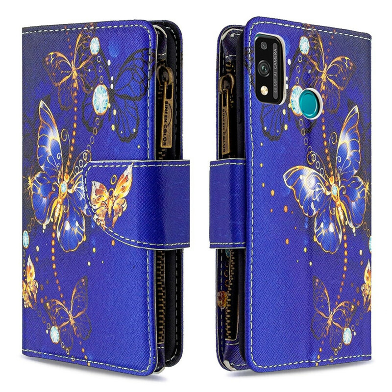 Housse Honor 9X Lite Poche Zippée Papillons