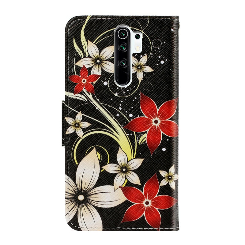 Housse Xiaomi Redmi 9 Fleurs Colorées à Lanière