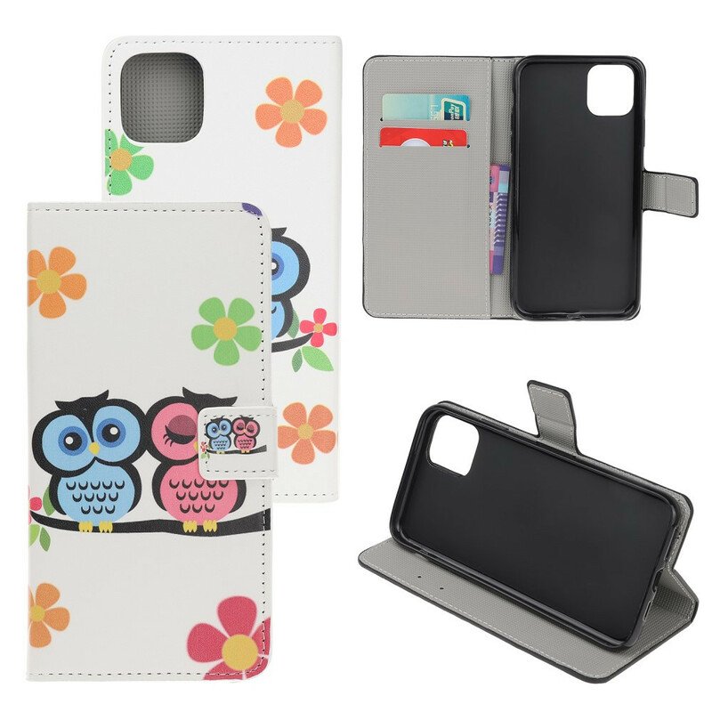 Housse iPhone 12 Couple de Hiboux