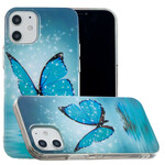 Coque iPhone 12 Papillon Bleu Fluorescente