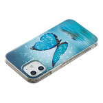 Coque iPhone 12 Papillon Bleu Fluorescente