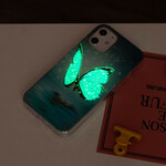 Coque iPhone 12 Papillon Bleu Fluorescente