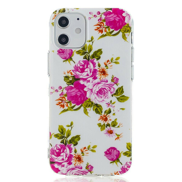 Coque iPhone 12 Fleurs Liberty Fluorescente