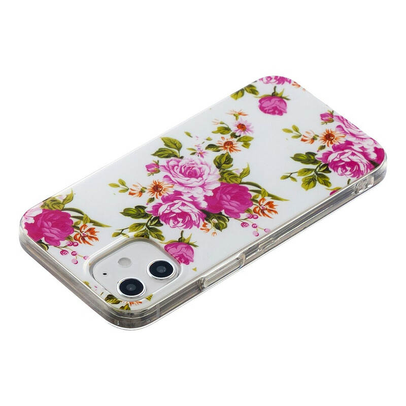 Coque iPhone 12 Fleurs Liberty Fluorescente