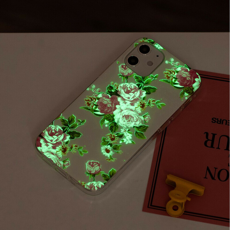 Coque iPhone 12 Fleurs Liberty Fluorescente