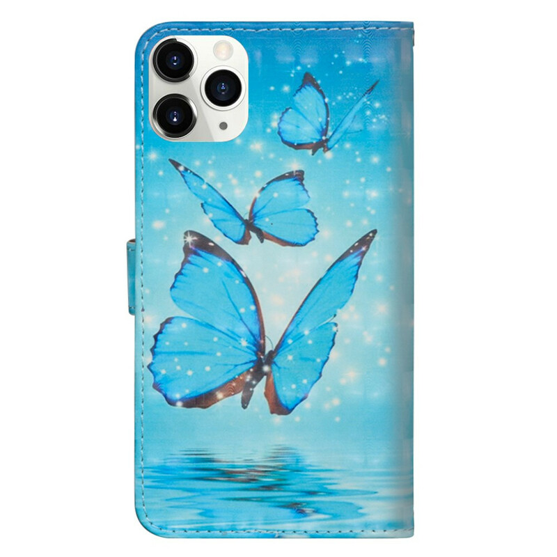 Housse iPhone 12 Papillons Bleus Volants